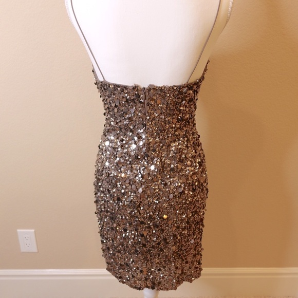Adrianna Papell Petite Bronze Sequin Evening Dress - Picture 3 of 16
